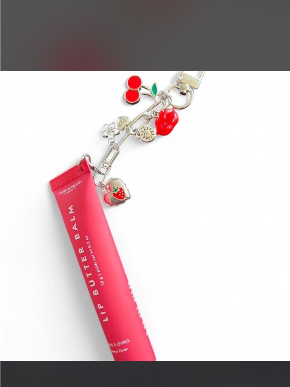 Ruby & Millie Cherry Lip Butter Balm Keychain